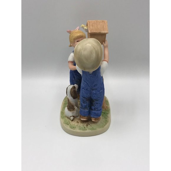 Vintage Homco 1985 Denim Days 8888 figurine Our Birdhouse Debbie & Danny - Picture 2 of 8